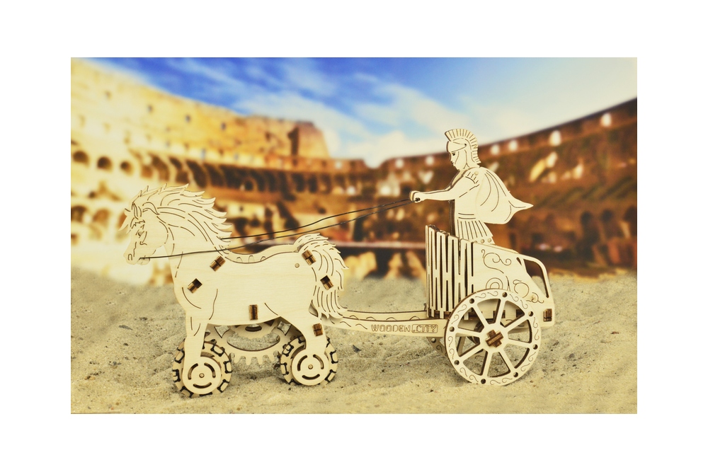 3D Holzpuzzle Roman Chariot WOODEN CITY® Römischer Wagen Holzmodellbausatz 